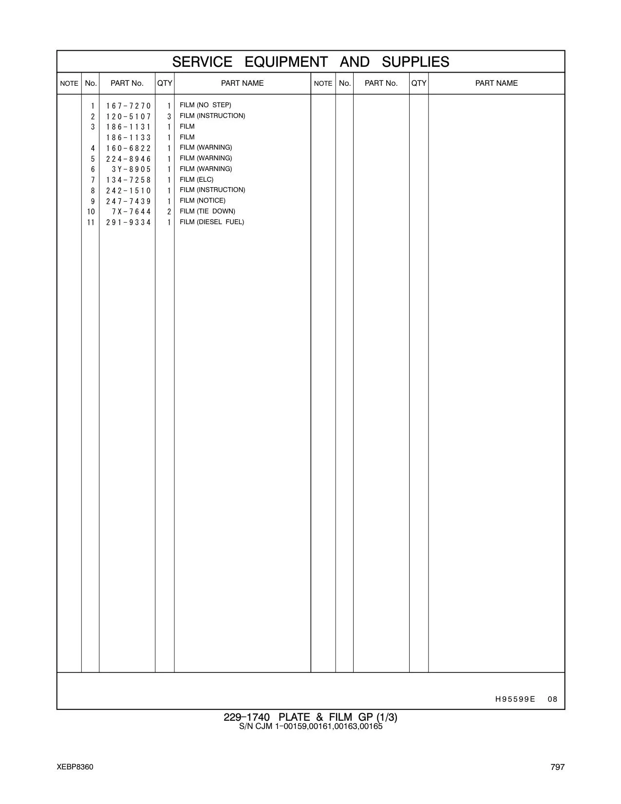 242-1510 FILM (INSTRUCTION) CAT parts manual diagram