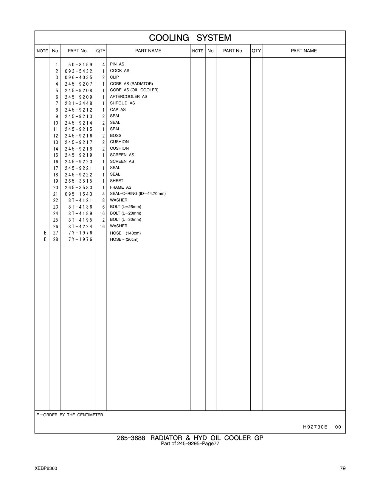 245-9218 CUSHION CAT parts manual diagram