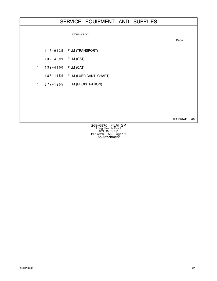 116-9135 FILM (TRANSPORT) CAT parts manual diagram