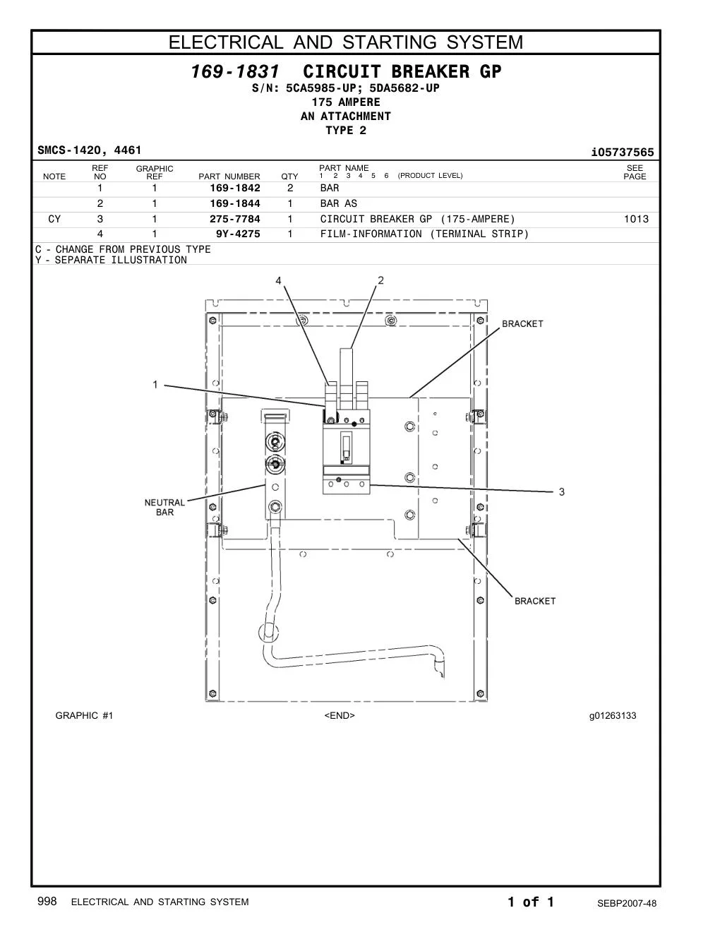 275-7784 - CIRCUIT BREAKER GP (175-AMPERE)