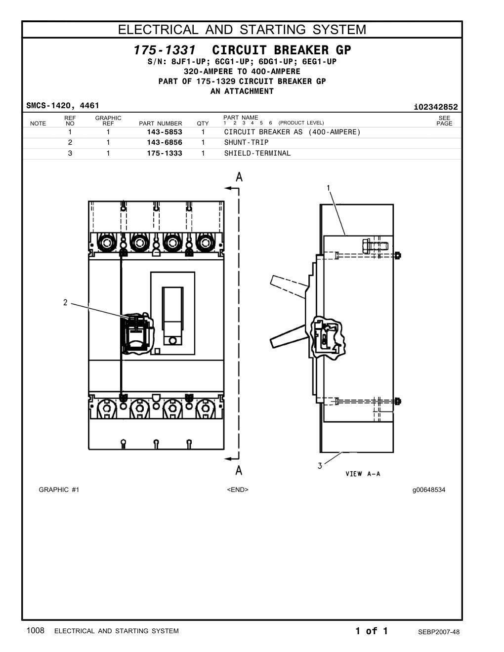 175-1333 SHIELD-TERMINAL CAT parts manual diagram