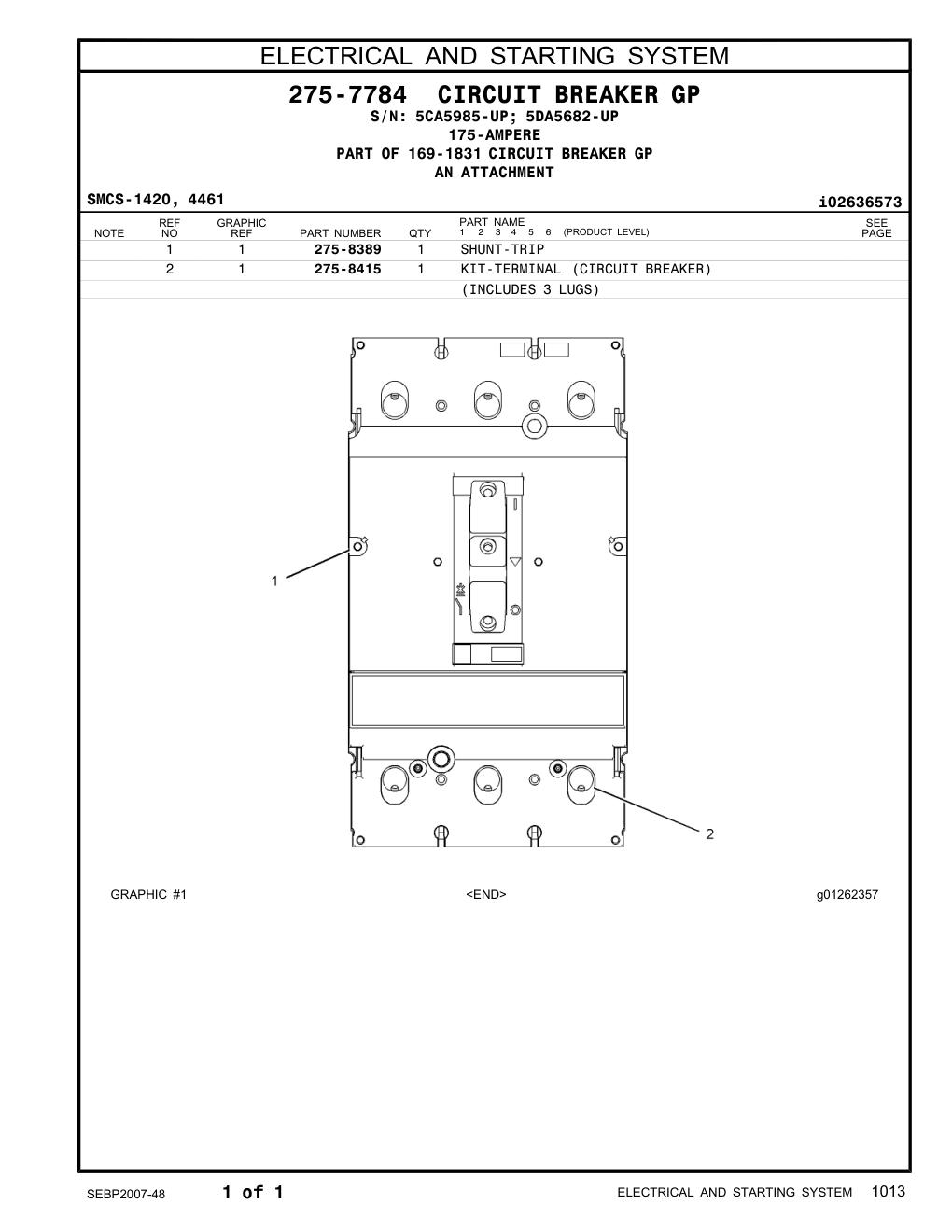 275-8415 - KIT-TERMINAL (CIRCUIT BREAKER)