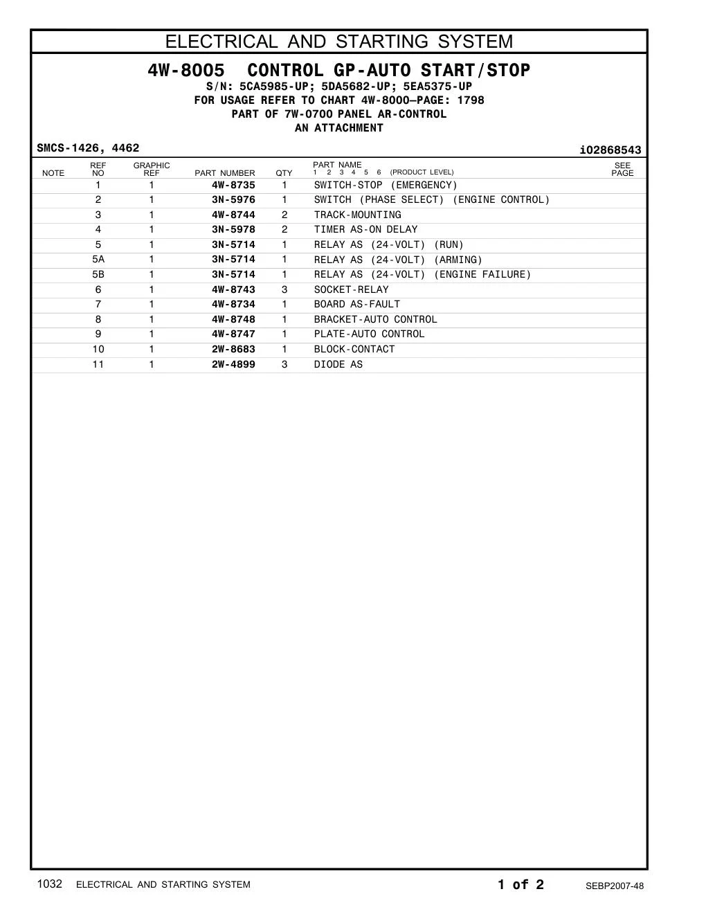 4W-8743 SOCKET-RELAY CAT parts manual diagram