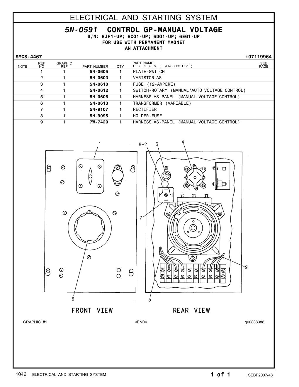 5N-0605 PLATE-SWITCH CAT parts manual diagram