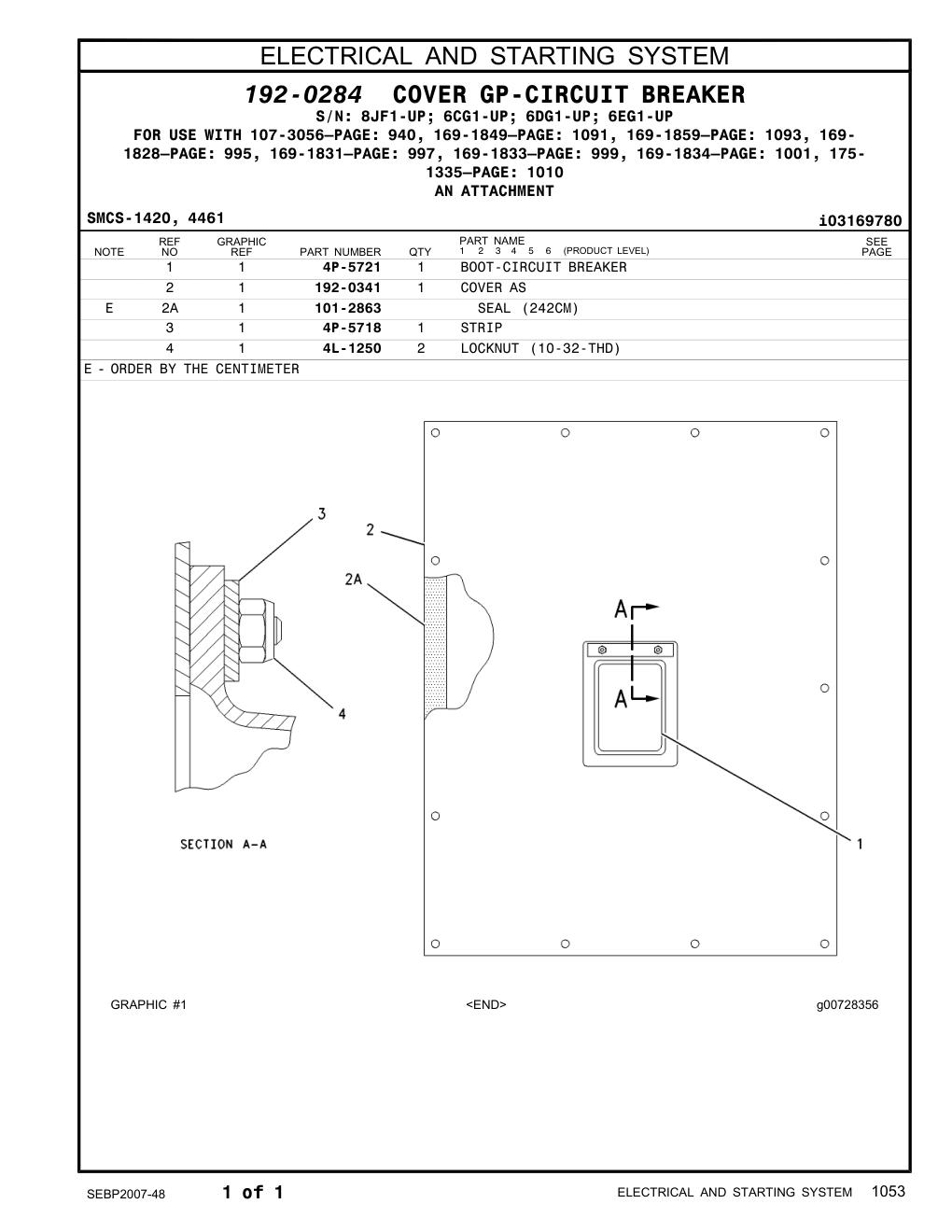 4P-5721 BOOT-CIRCUIT BREAKER CAT parts manual diagram