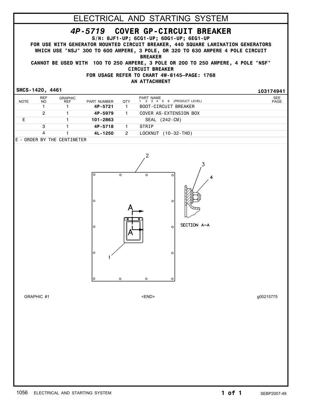 4P-5979 COVER AS-EXTENSION BOX CAT parts manual diagram