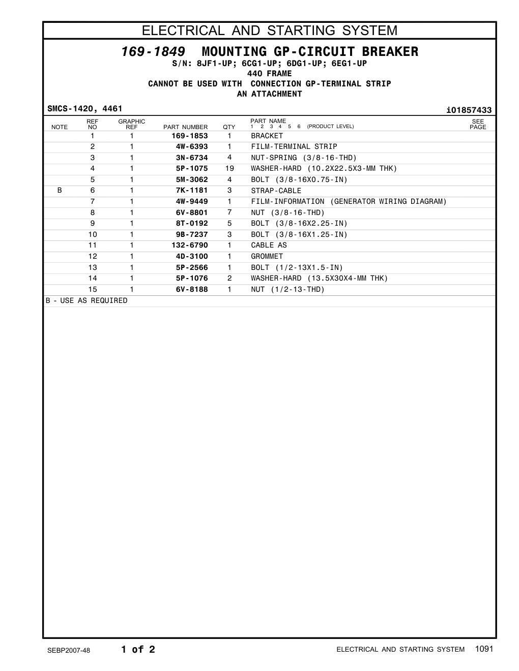 4W-6393 FILM-TERMINAL STRIP CAT parts manual diagram