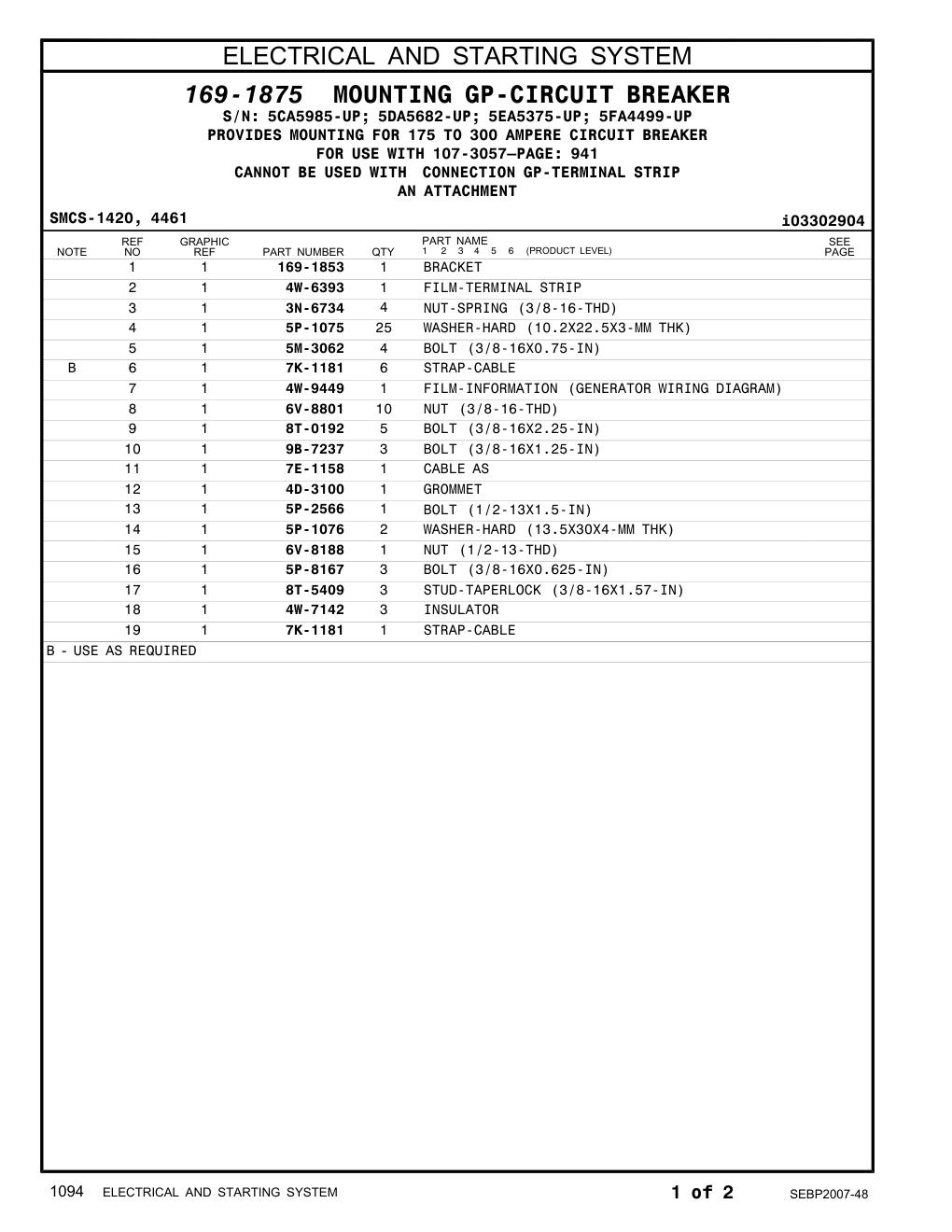 8T-5409 STUD-TAPERLOCK (3/8-16X1.57-IN) CAT parts manual diagram