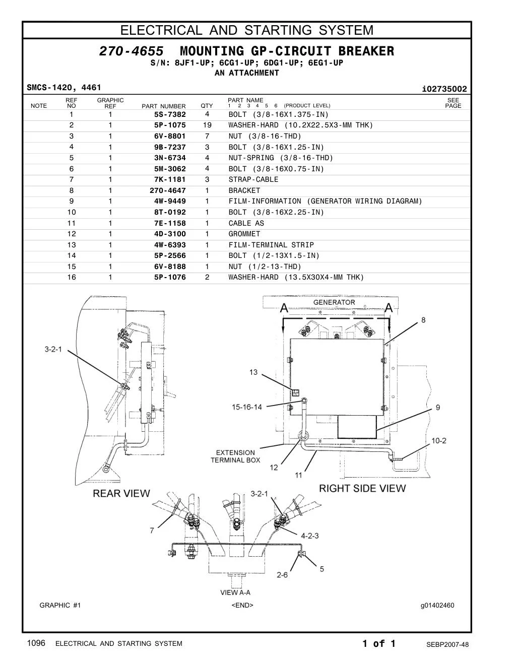 270-4647 BRACKET CAT parts manual diagram