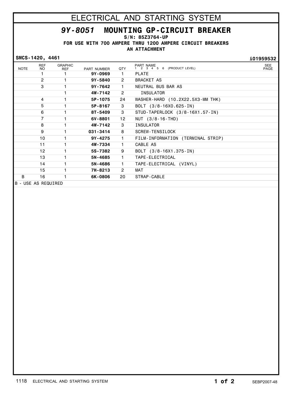 5N-4685 TAPE-ELECTRICAL · S/N 85Z3764-UP CAT parts manual diagram