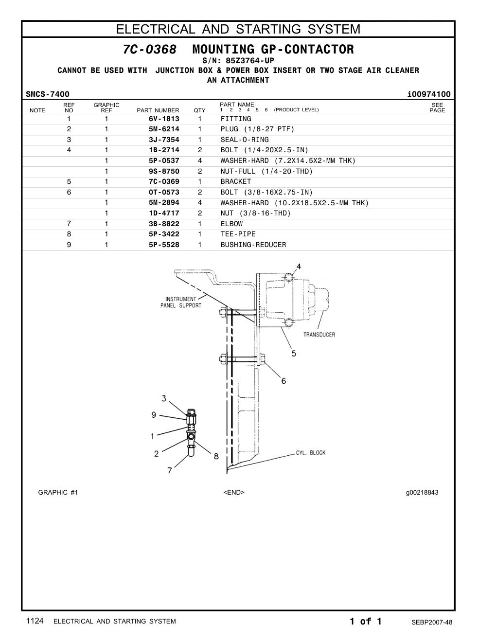 6V-1813 FITTING · S/N 85Z3764-UP CAT parts manual diagram