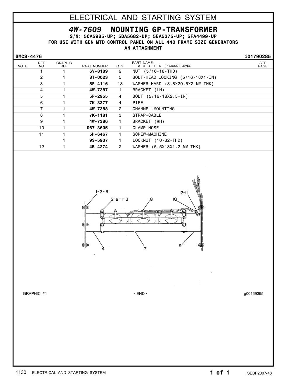 4W-7388 CHANNEL-MOUNTING CAT parts manual diagram