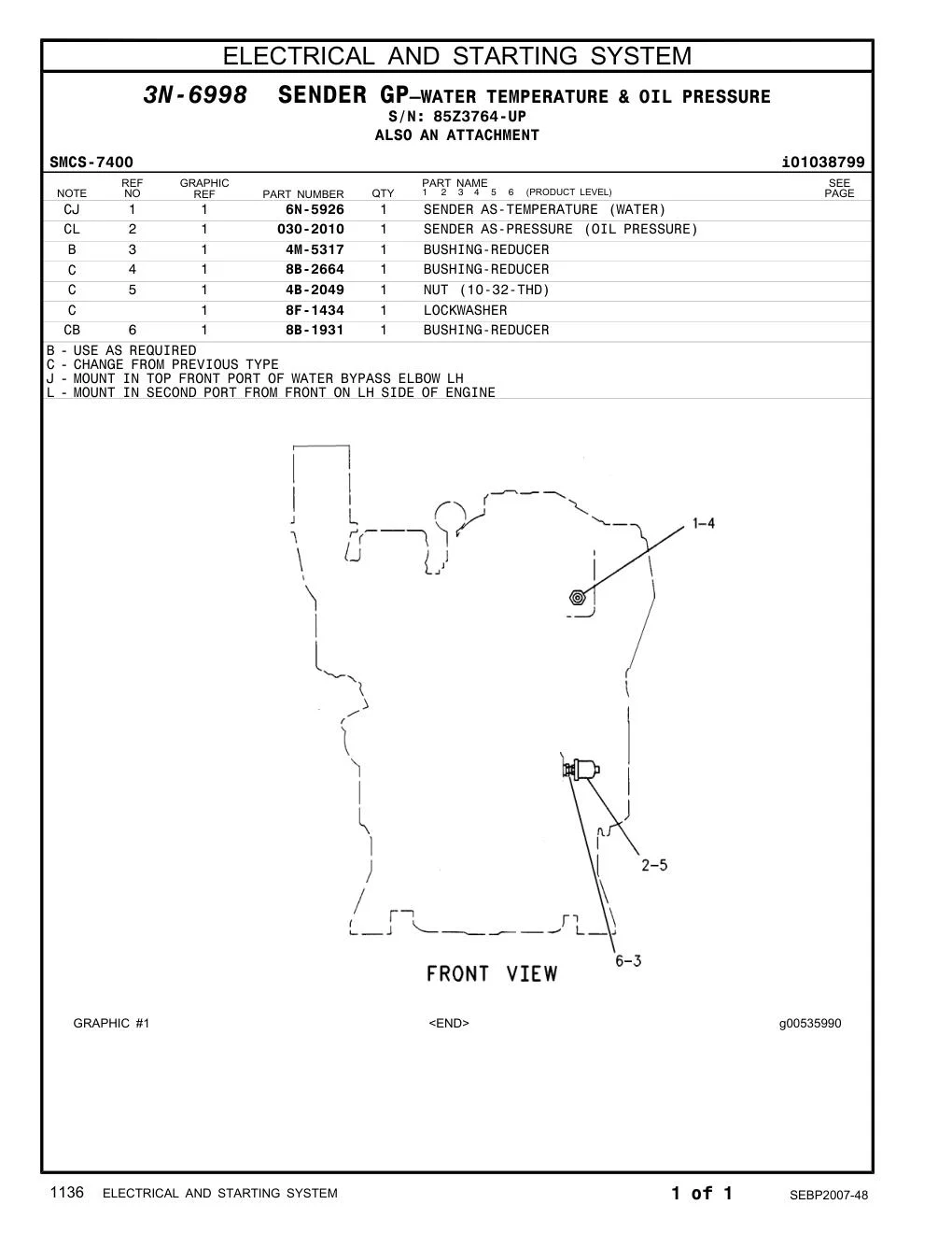 030-2010 - SENDER AS-PRESSURE (OIL PRESSURE)