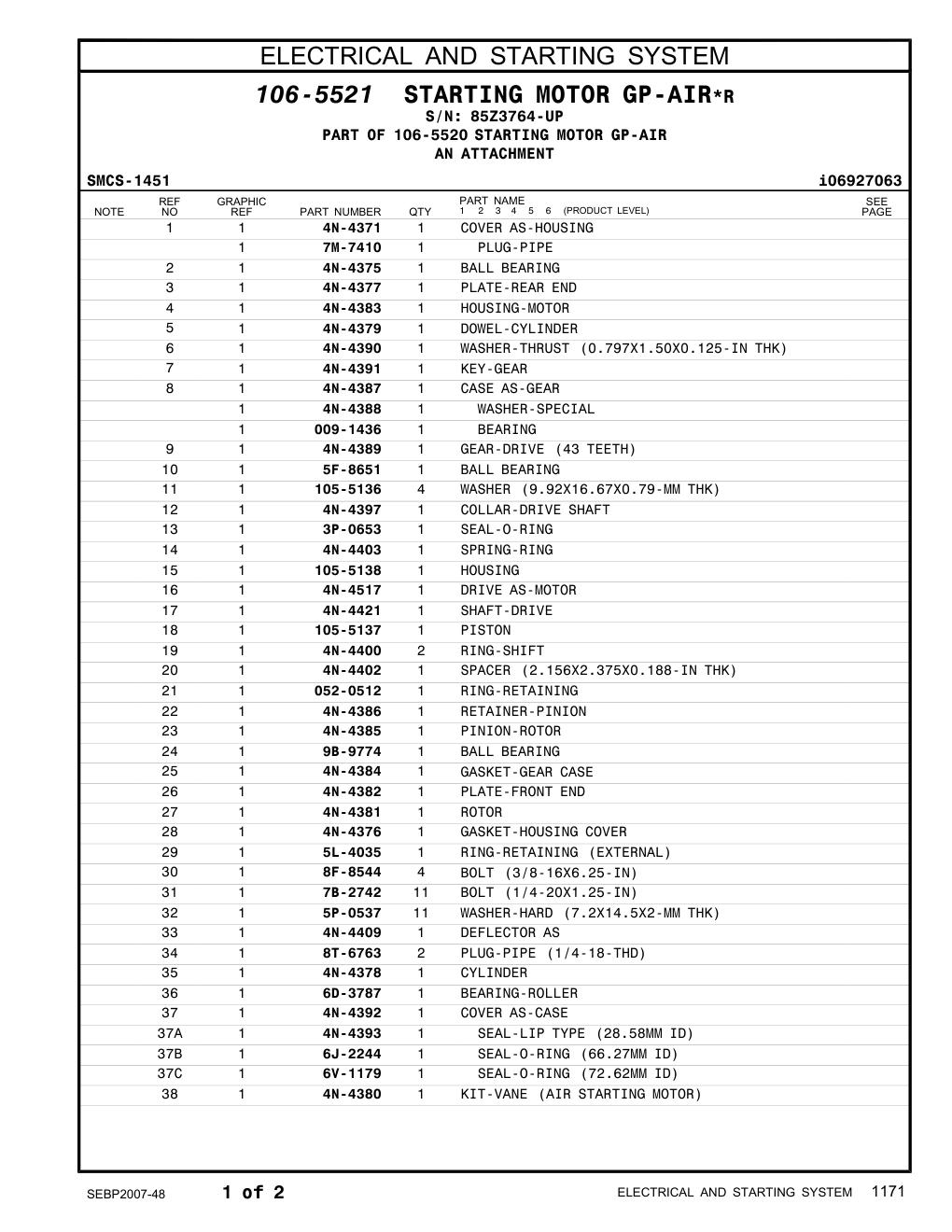 4N-4400 RING-SHIFT · S/N 85Z3764-UP CAT parts manual diagram