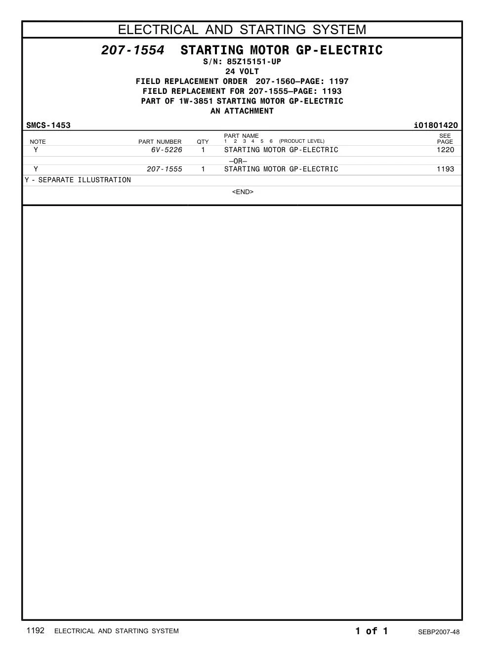 207-1555 - STARTING MOTOR GP-ELECTRIC