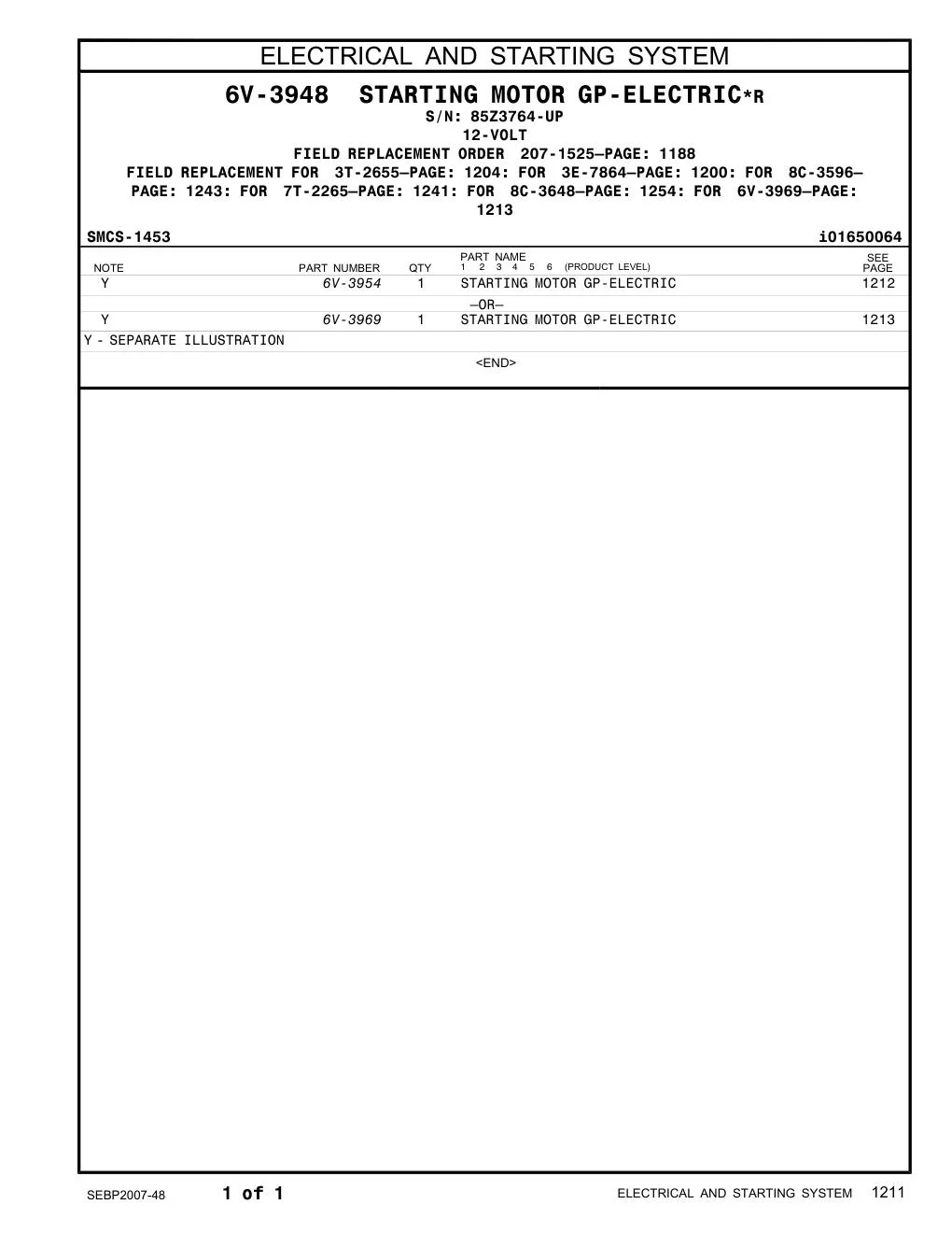 6V-3954 - STARTING MOTOR GP-ELECTRIC –OR–