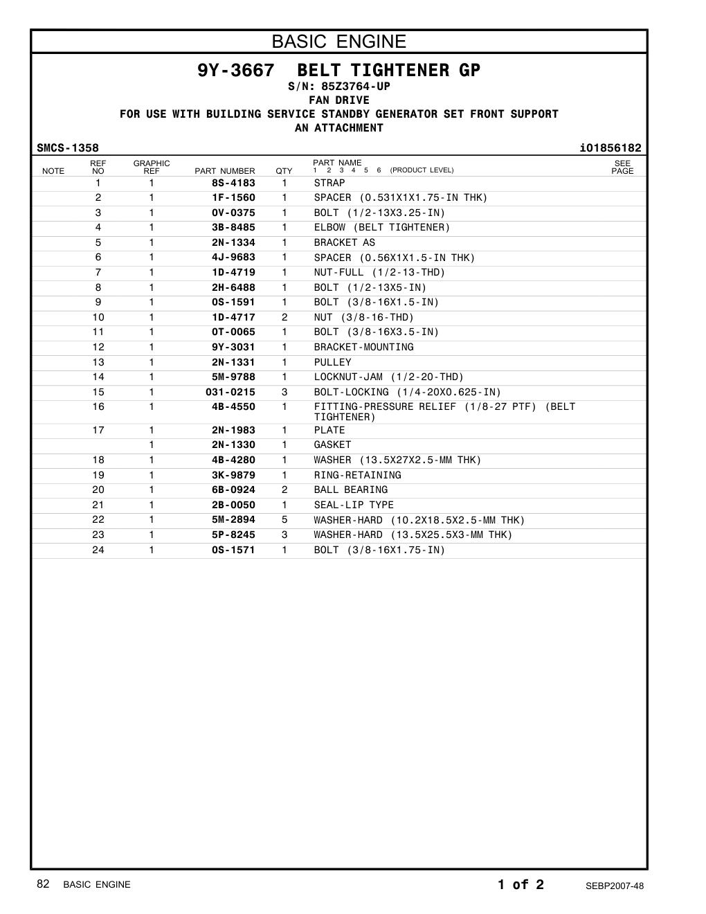 0S-1571 BOLT (3/8-16X1.75-IN) · S/N 85Z3764-UP CAT parts manual diagram