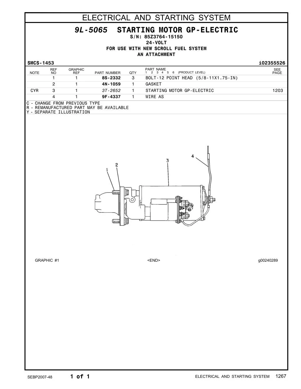 3T-2652 - STARTING MOTOR GP-ELECTRIC