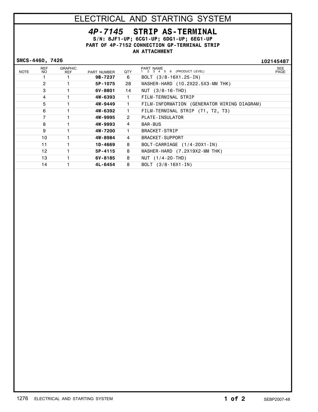 4W-9993 BAR-BUS CAT parts manual diagram