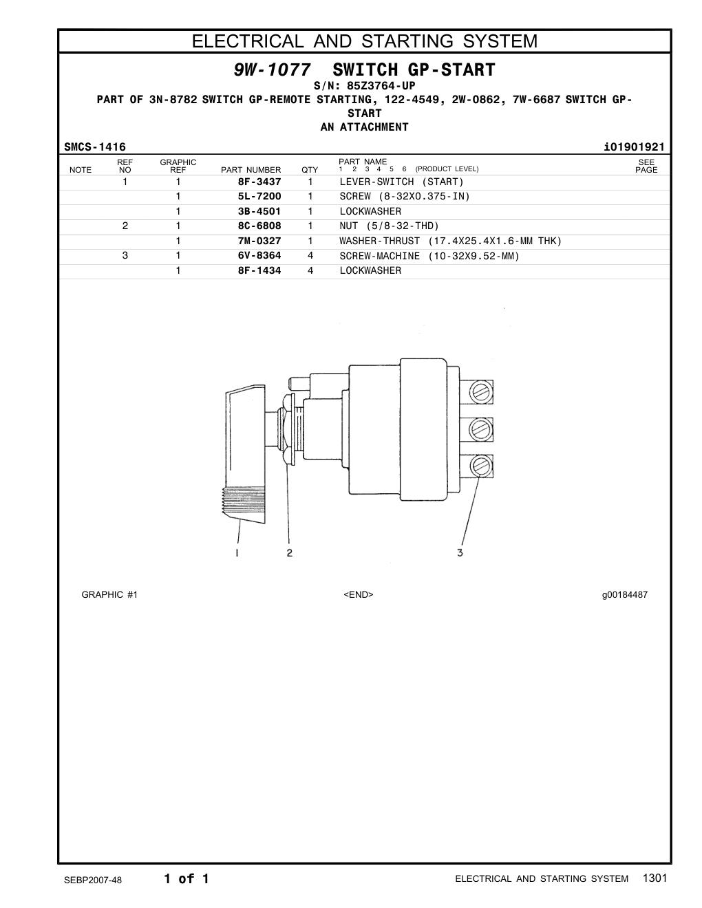 6V-8364 SCREW-MACHINE (10-32X9.52-MM) · S/N 85Z3764-UP CAT parts manual diagram