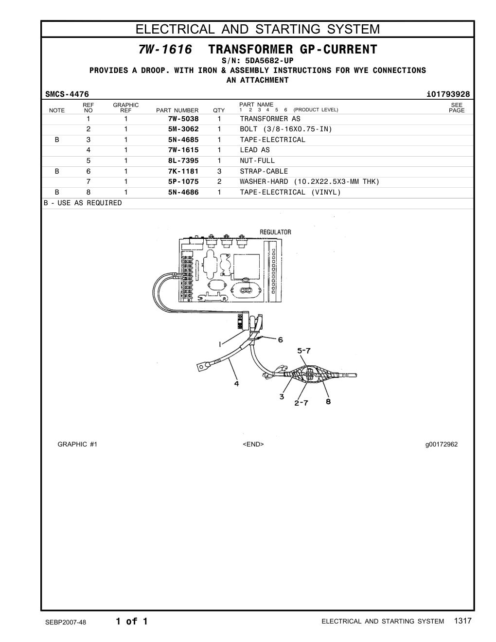 7W-1615 LEAD AS · S/N 5DA5682-UP CAT parts manual diagram