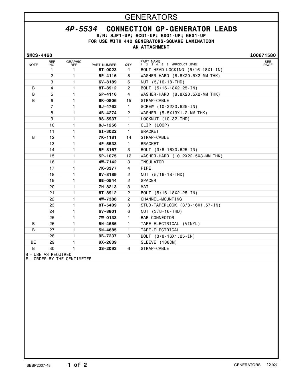 7W-0133 BAR-CONNECTOR CAT parts manual diagram