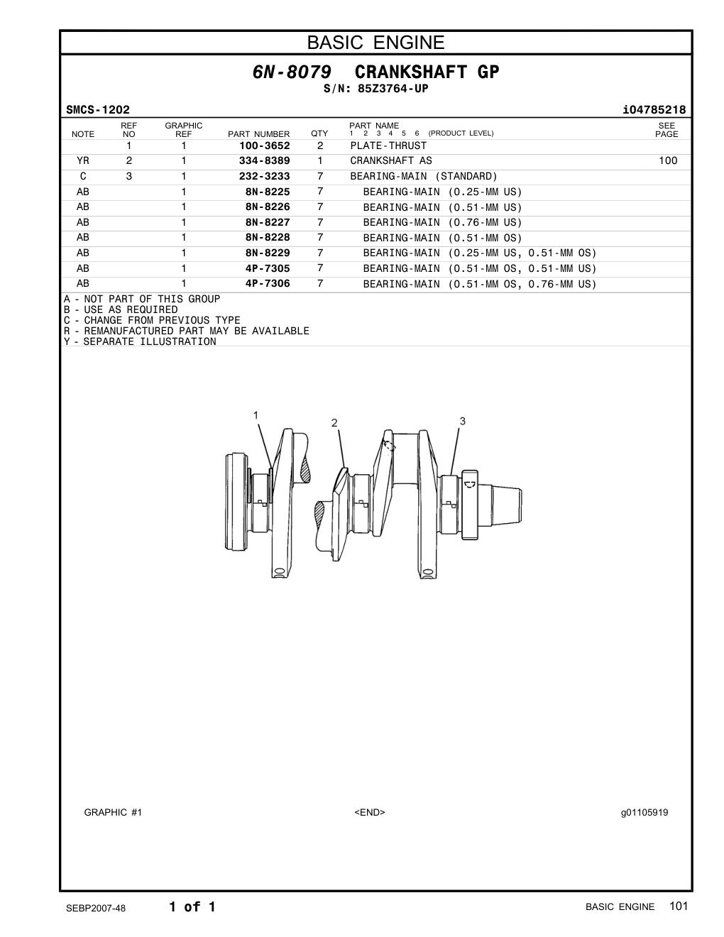 100-3652 PLATE-THRUST · S/N 85Z3764-UP CAT parts manual diagram