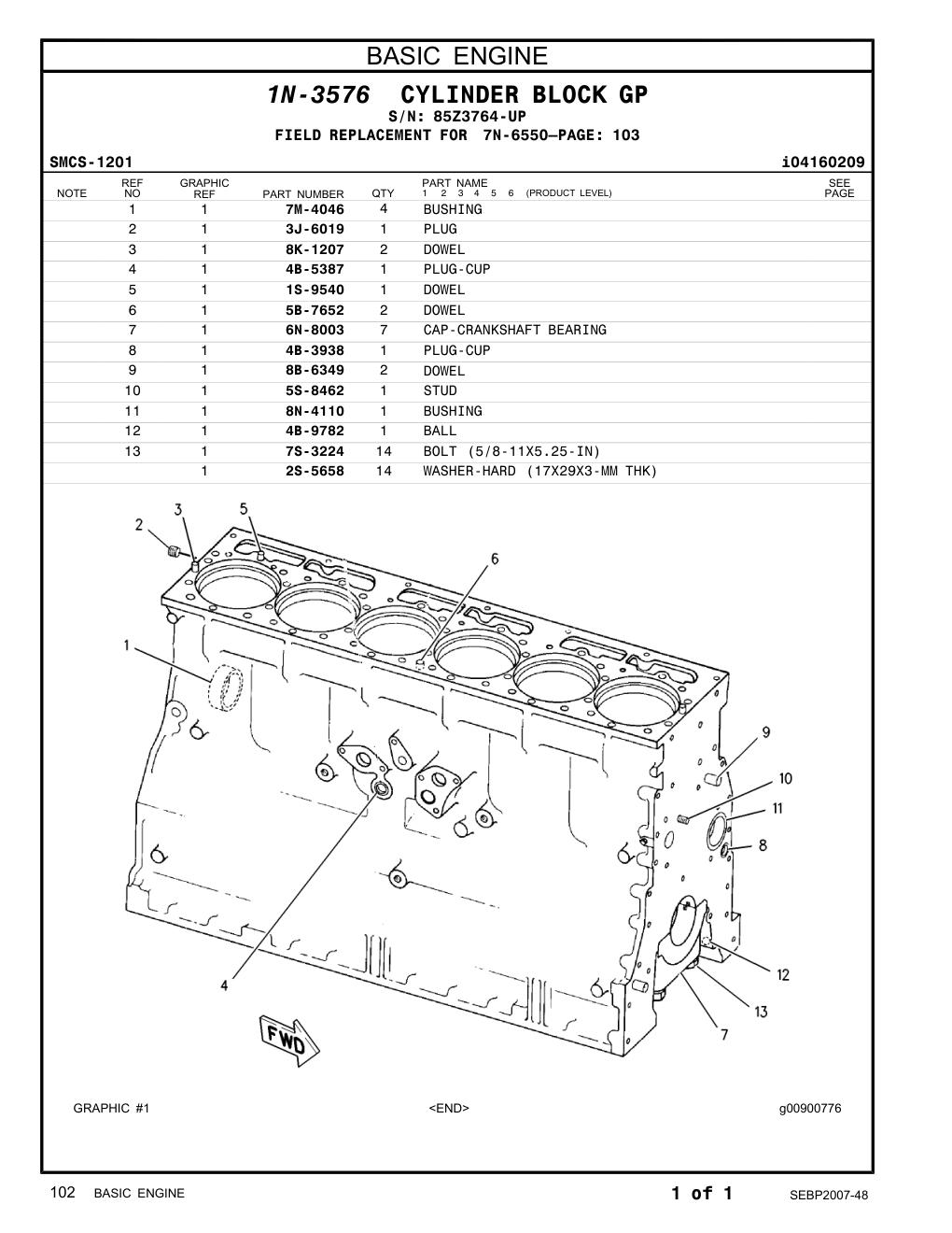 4B-9782 BALL · S/N 85Z3764-UP CAT parts manual diagram