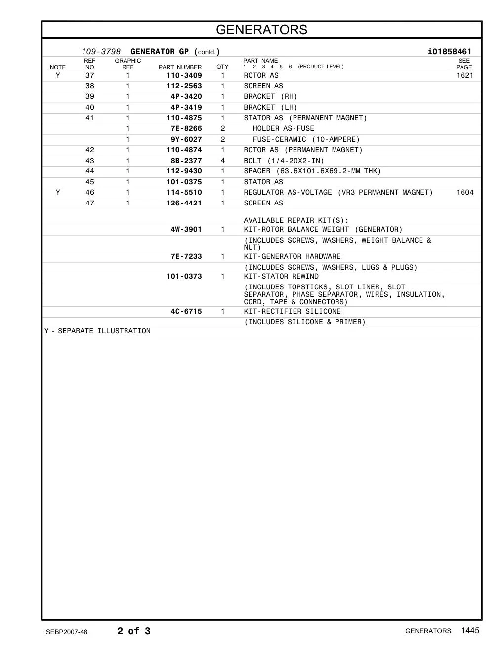 101-0375 STATOR AS CAT parts manual diagram