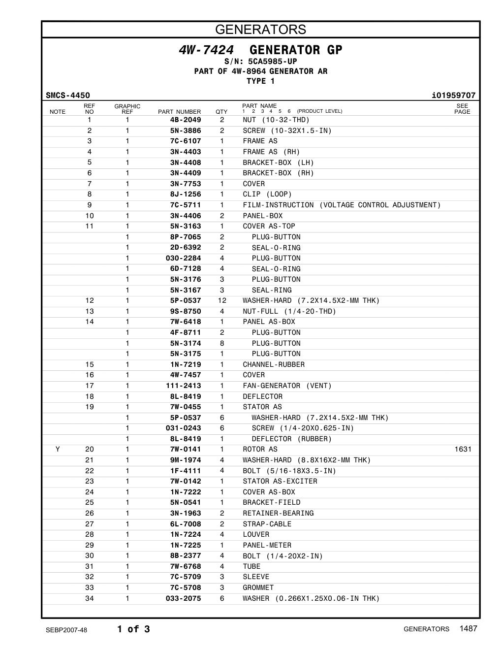 5N-0541 BRACKET-FIELD · S/N 5CA5985-UP CAT parts manual diagram