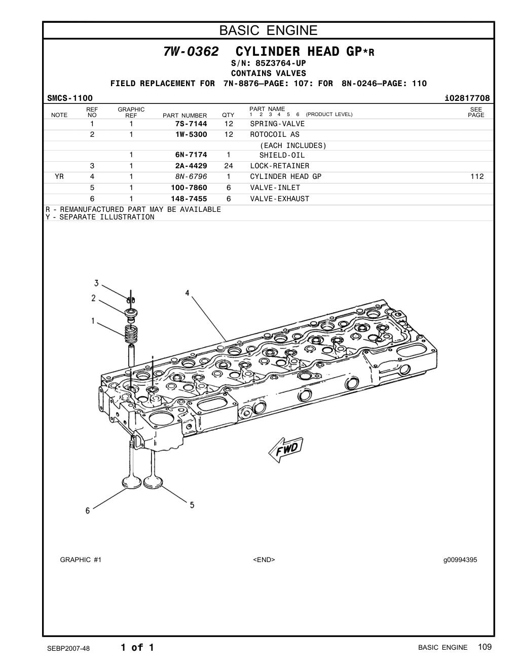 148-7455 VALVE-EXHAUST · S/N 85Z3764-UP CAT parts manual diagram