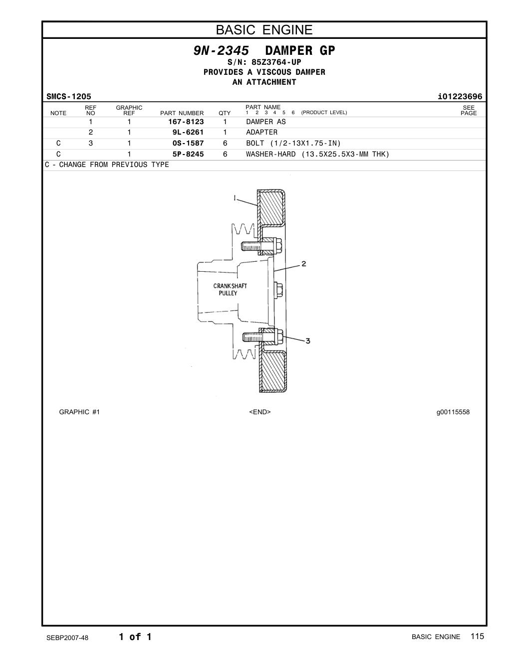 9L-6261 ADAPTER · S/N 85Z3764-UP CAT parts manual diagram