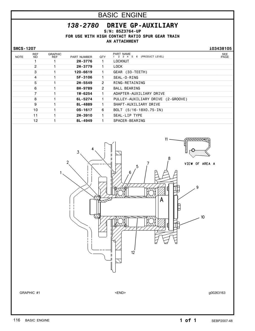 2H-3776 LOCKNUT · S/N 85Z3764-UP CAT parts manual diagram