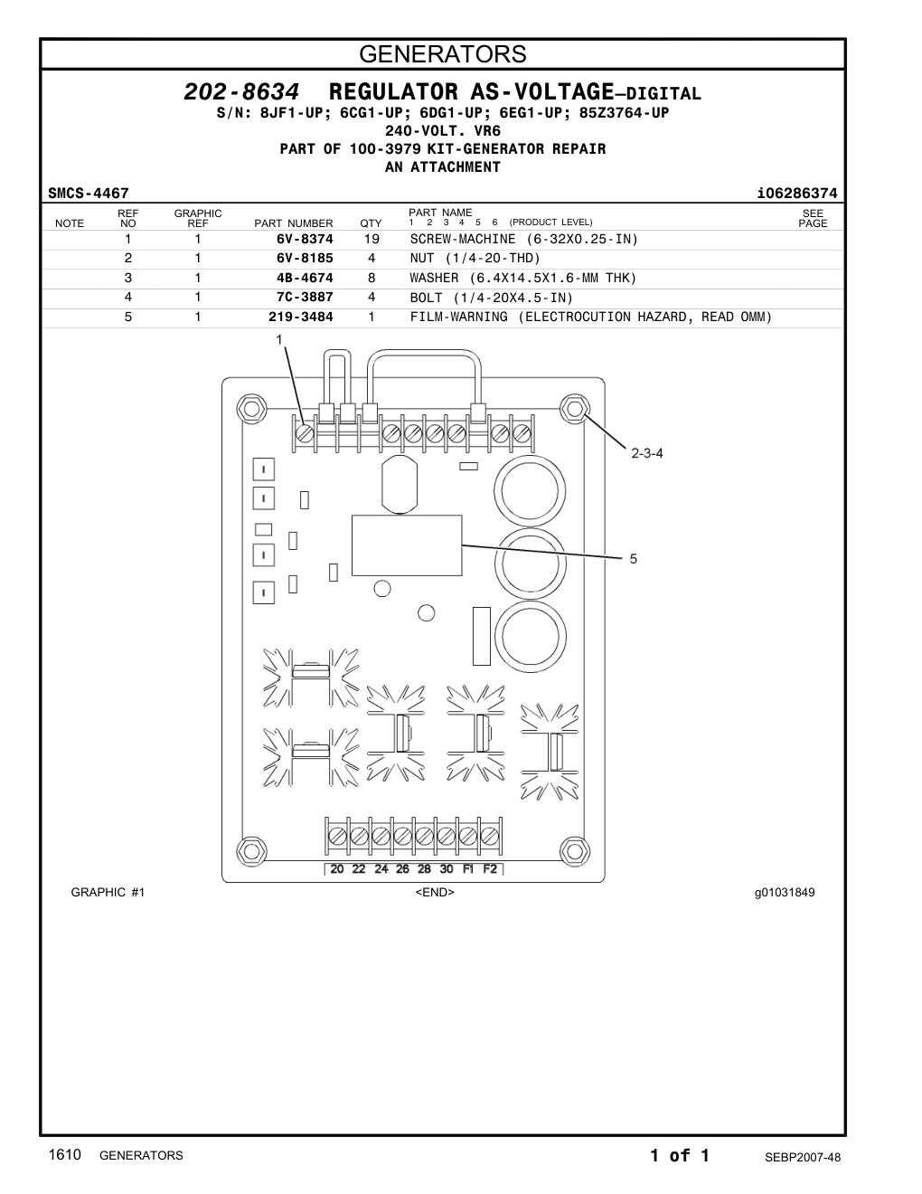 219-3484 FILM-DANGER (SHOCK, ELECTROCUTION HAZARD) CAT parts manual diagram