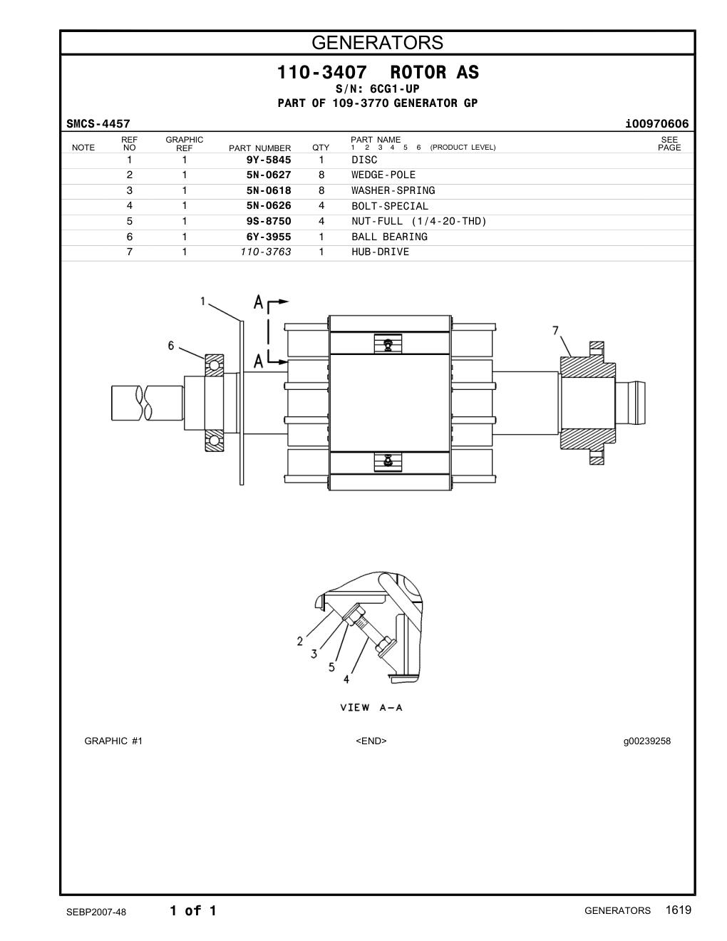 5N-0618 WASHER-SPRING · S/N 6CG1-UP CAT parts manual diagram