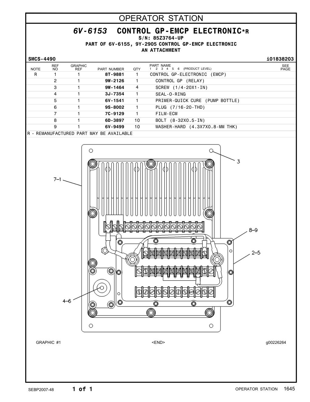 6V-9499 WASHER-HARD · S/N 85Z3764-UP CAT parts manual diagram