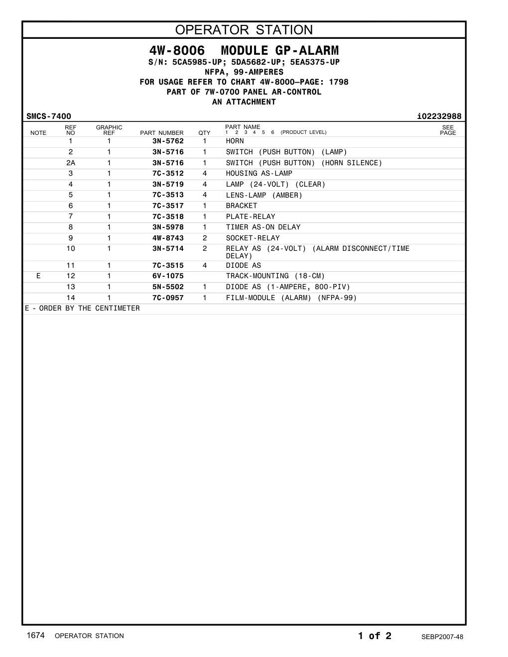 7C-0957 FILM-MODULE (ALARM) (NFPA-99) CAT parts manual diagram
