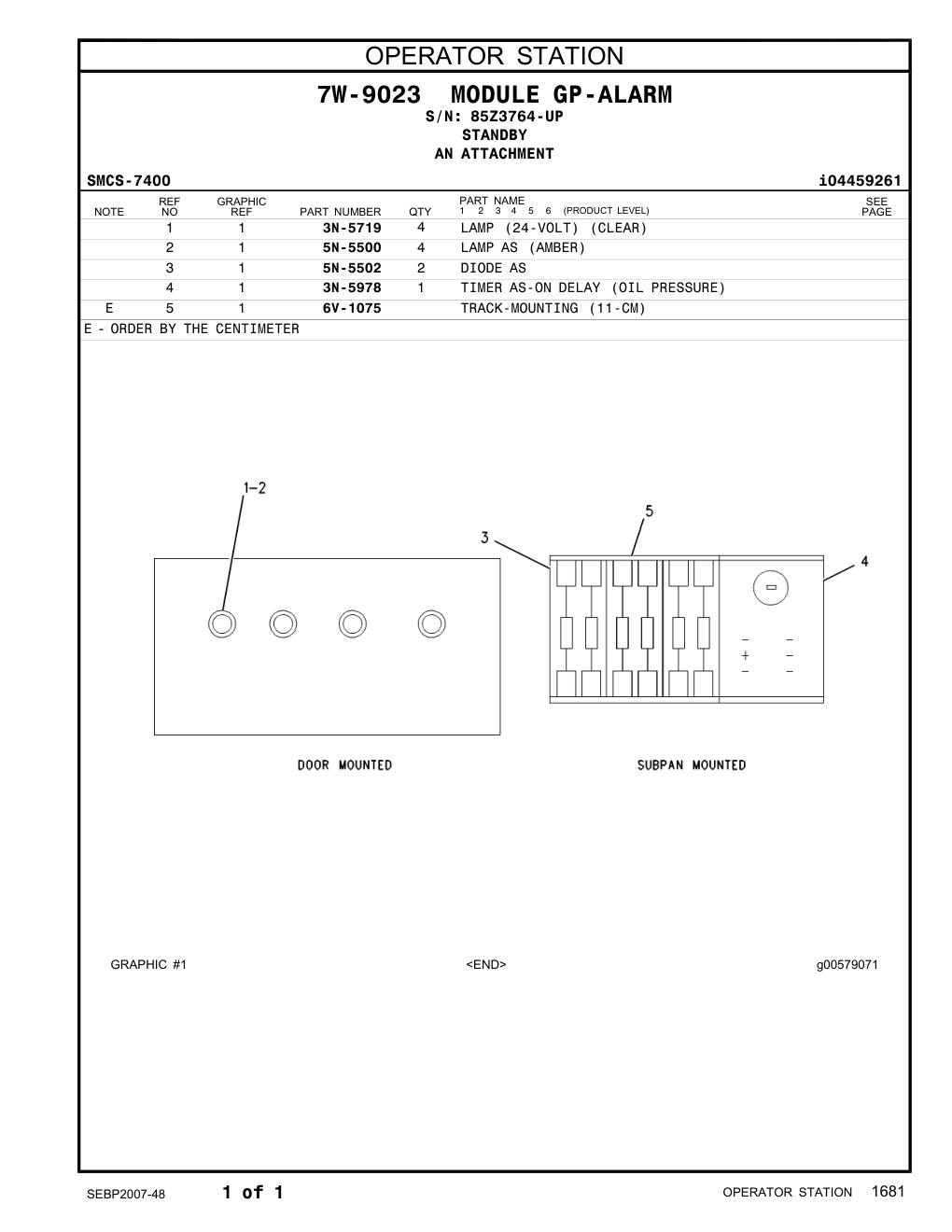 5N-5500 LAMP AS (AMBER) · S/N 85Z3764-UP CAT parts manual diagram