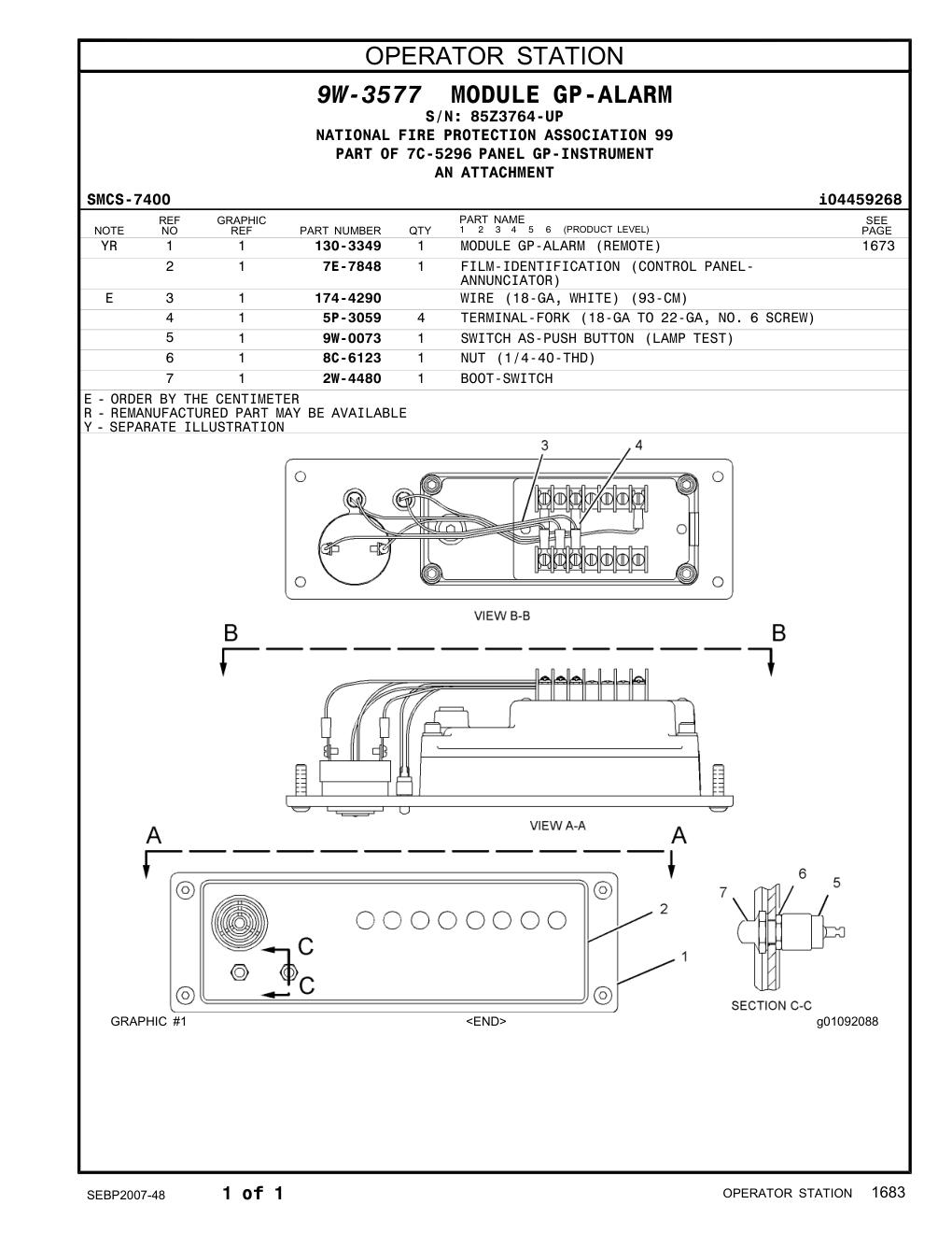 7E-7848 FILM-IDENTIFICATION (CONTROL PANEL- · S/N 85Z3764-UP CAT parts manual diagram