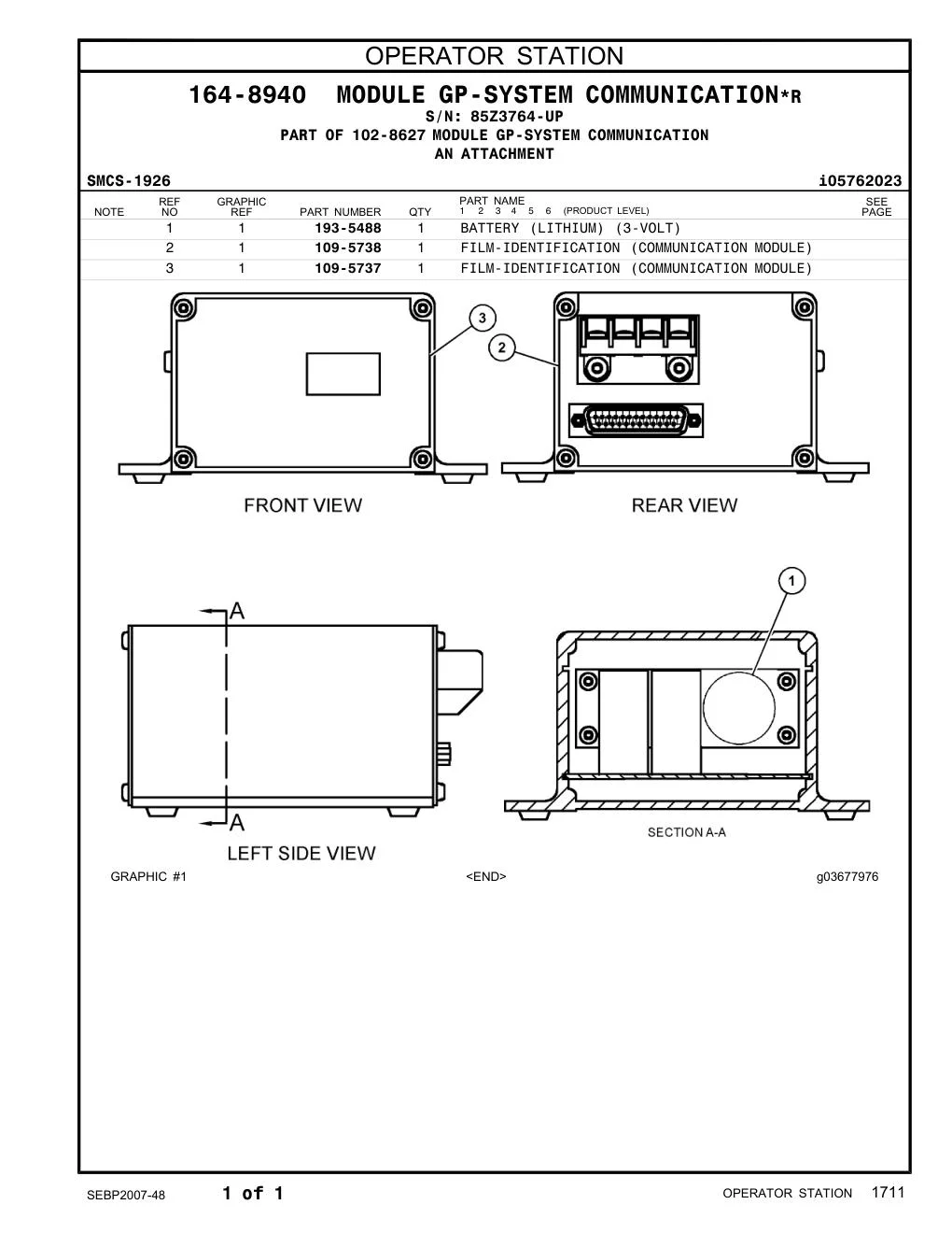109-5738 - FILM-IDENTIFICATION (COMMUNICATION MODULE)