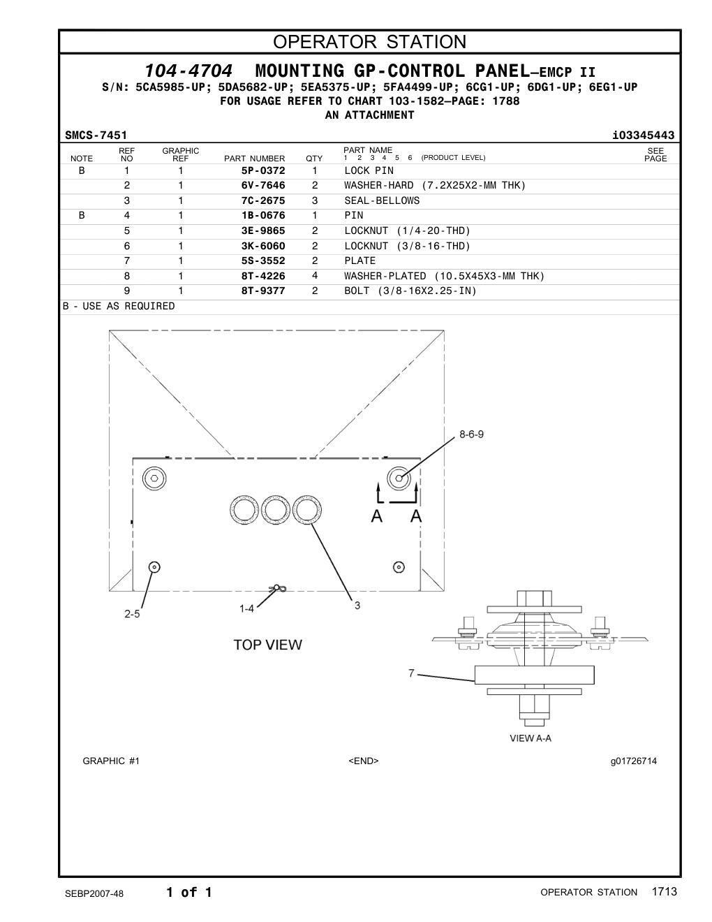 5S-3552 PLATE CAT parts manual diagram