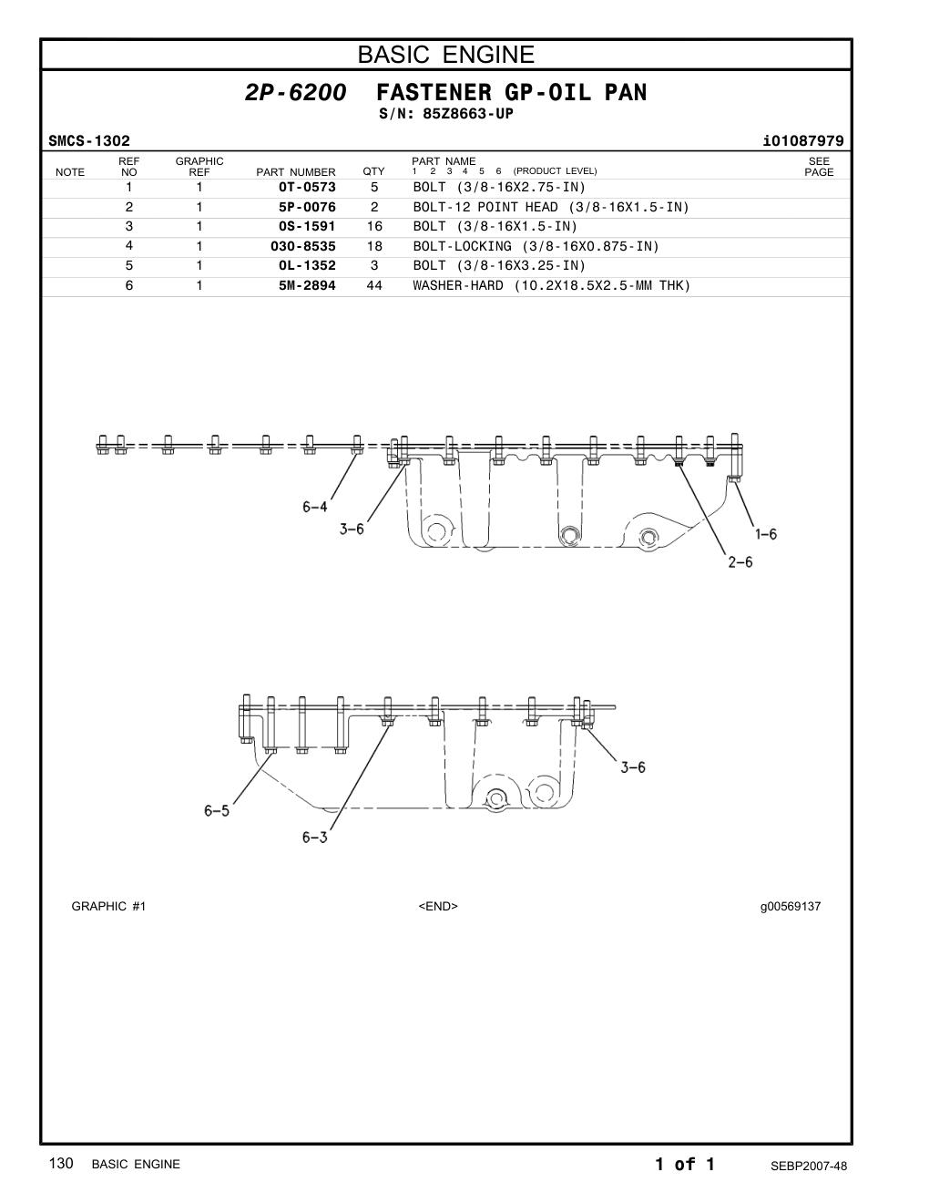 5P-0076 BOLT-12 POINT HEAD (3/8-16X1.5-IN) · S/N 85Z8663-UP CAT parts manual diagram