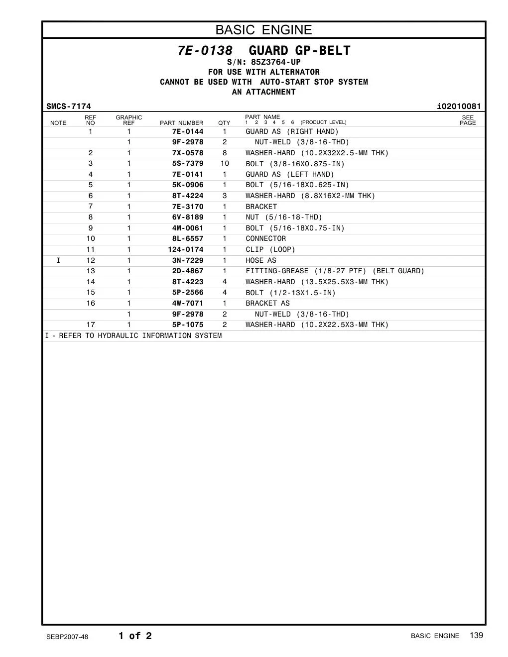 2D-4867 FITTING-GREASE (FAN DRIVE) · S/N 85Z3764-UP CAT parts manual diagram