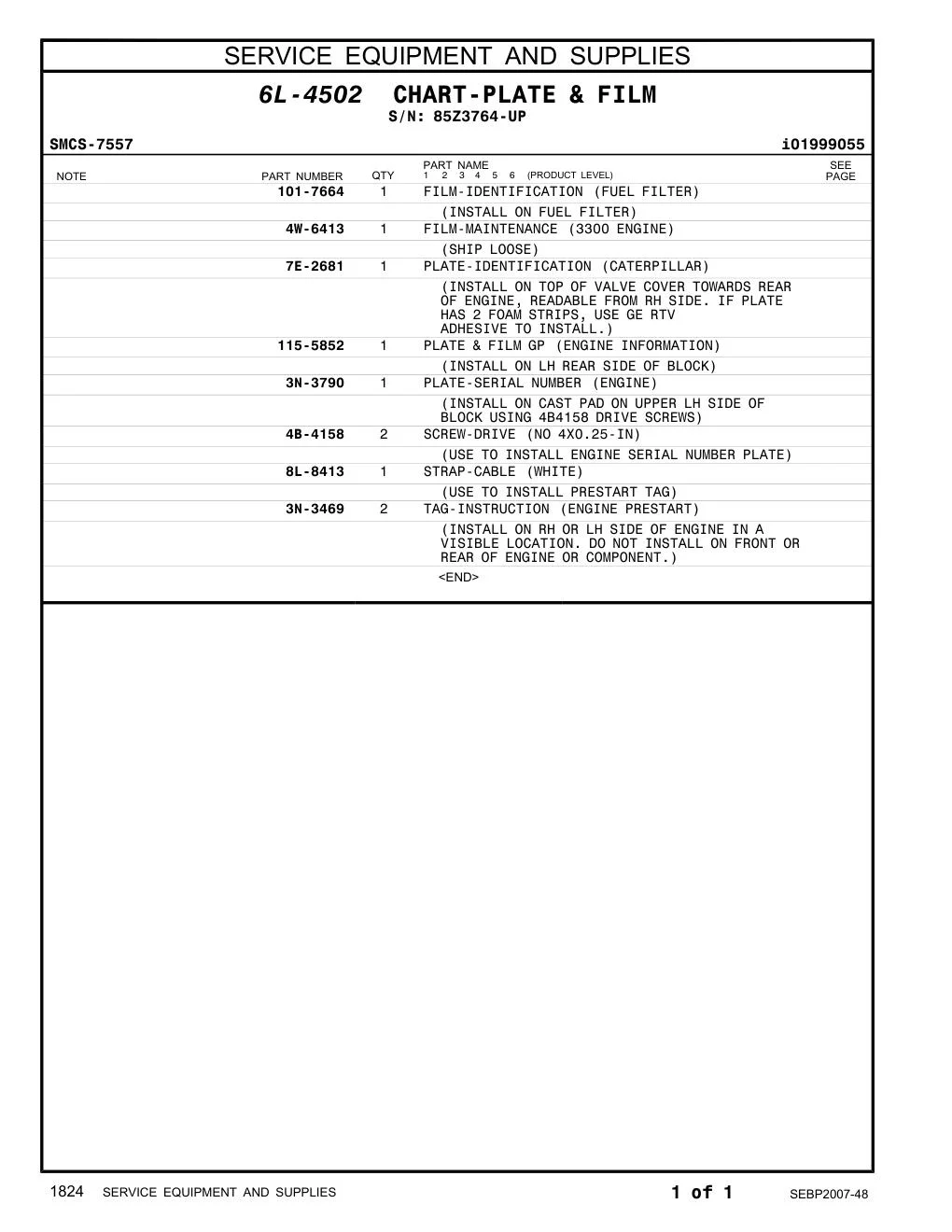 4W-6413 - FILM-MAINTENANCE (3300 ENGINE) (SHIP LOOSE)