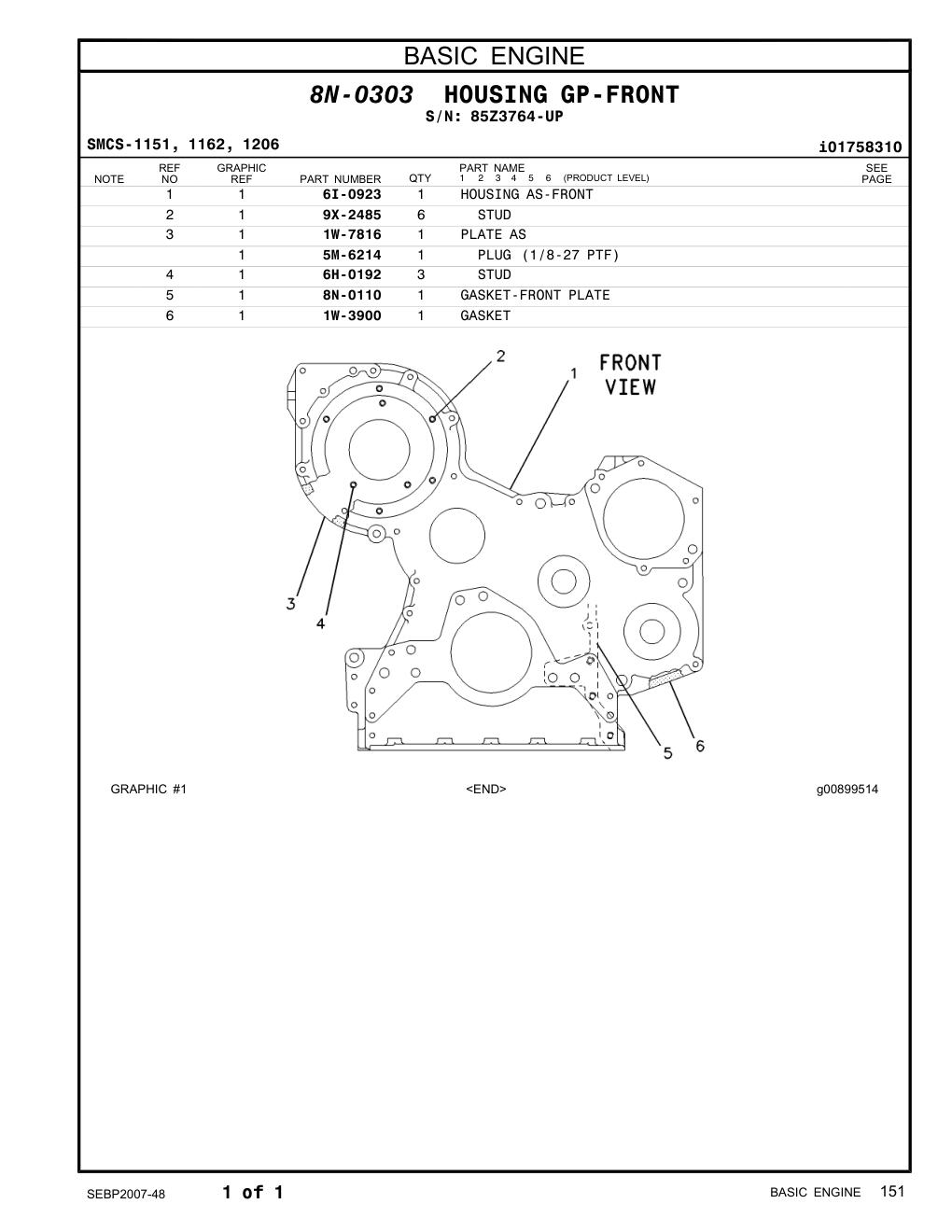 1W-7816 PLATE AS · S/N 85Z3764-UP CAT parts manual diagram
