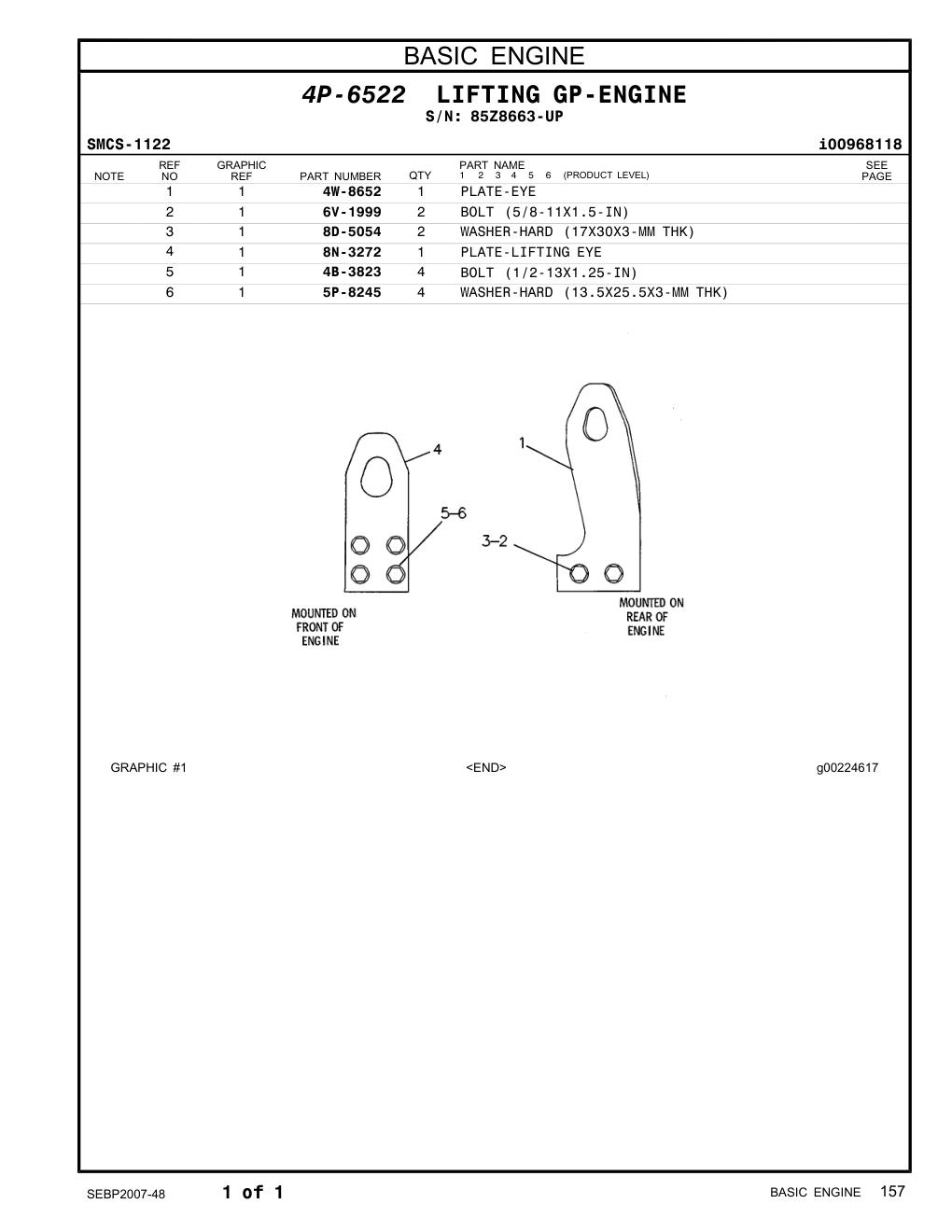 6V-1999 BOLT (5/8-11X1.5-IN) · S/N 85Z8663-UP CAT parts manual diagram