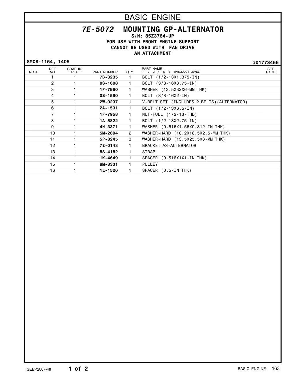 8M-8331 PULLEY · S/N 85Z3764-UP CAT parts manual diagram