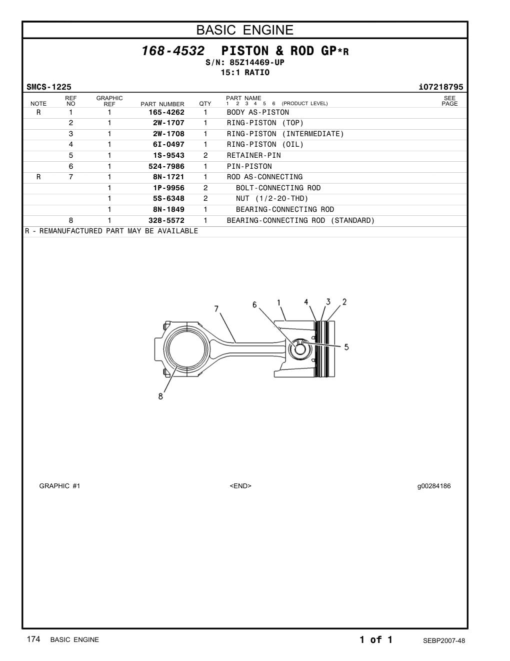 1P-9956 BOLT-CONNECTING ROD · S/N 85Z14469-UP CAT parts manual diagram