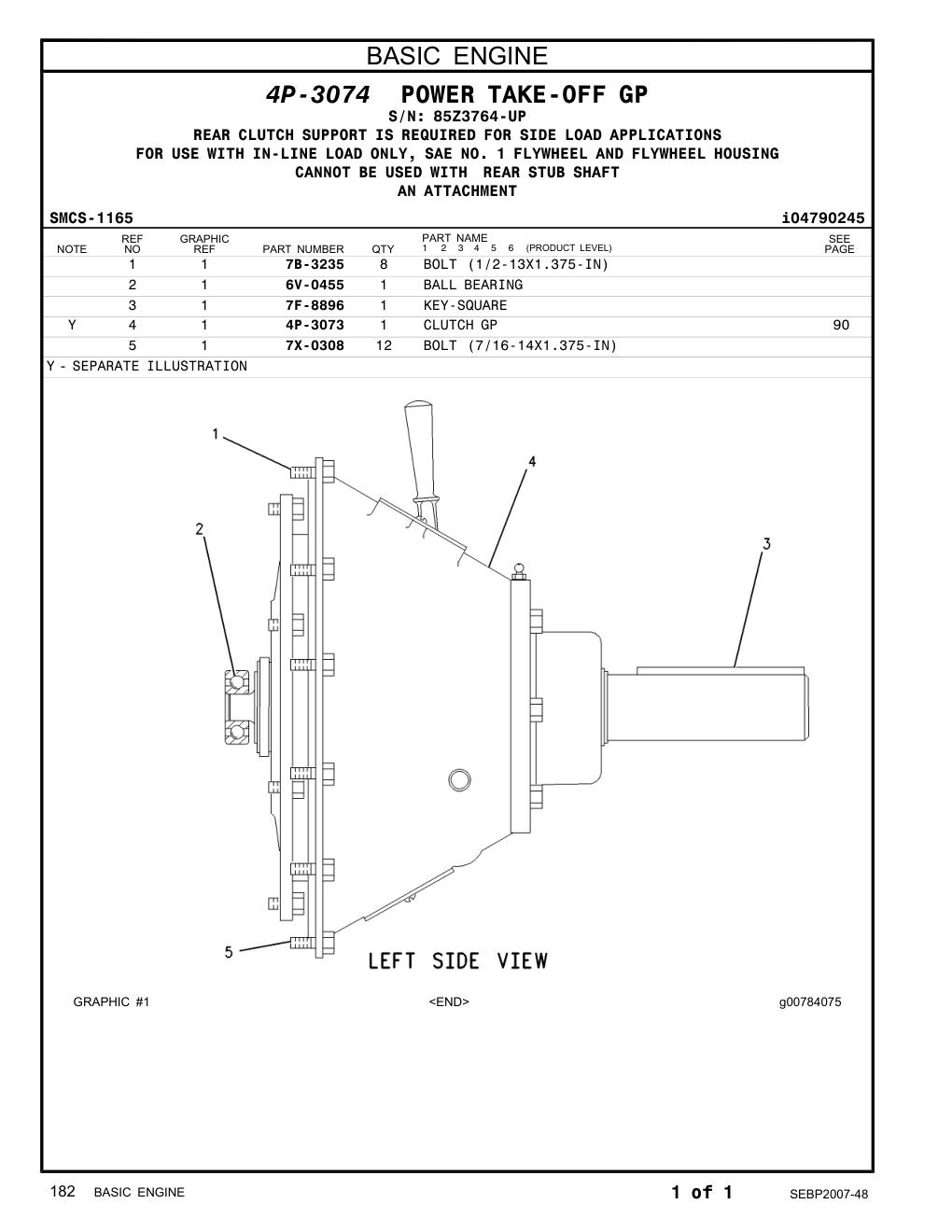 7X-0308 BOLT (7/16-14X1.375-IN) · S/N 85Z3764-UP CAT parts manual diagram