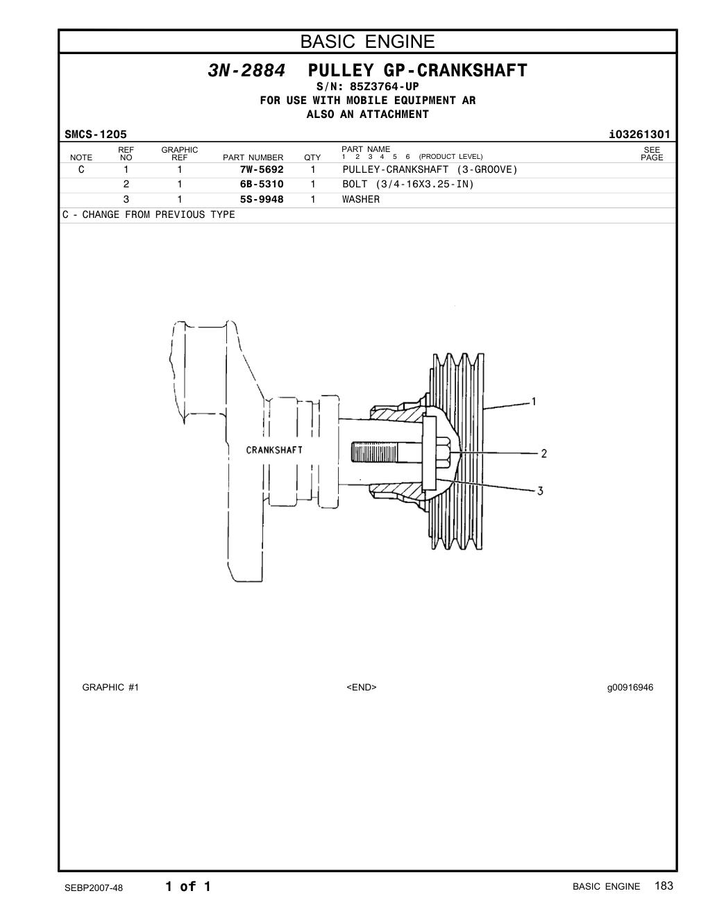 6B-5310 BOLT (3/4-16X3.25-IN) · S/N 85Z3764-UP CAT parts manual diagram